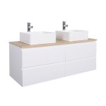 Meuble double vasque 120cm avec plan bois noir + vasque + robinet Meuble double vasque 120cm avec plan bois noir + vasque + robinet