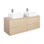 Meuble double vasque 120cm avec plan bois noir + vasque + robinet Meuble double vasque 120cm avec plan bois noir + vasque + robinet