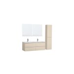 Meuble double vasque 120cm avec plan cramique blanc + robinet + miroir + co