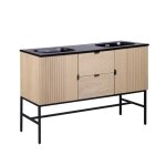 Meuble double vasque 140cm chêne sur pieds avec plan vasque en résine Meuble double vasque 140cm chêne sur pieds avec plan vasque en résine