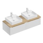 Meuble double vasque 2 tiroirs stratifis blanc