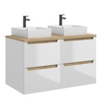 Meuble double vasque 4 tiroirs stratifis blanc