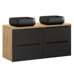 Meuble double vasque 4 tiroirs stratifis noir et beige