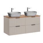Meuble double vasque effet pierre stratifis beige