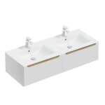 Meuble double vasque encastre 2 tiroirs stratifis blanc