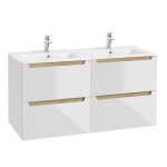 Meuble double vasque encastre 4 tiroirs stratifis blanc