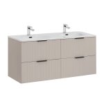 Meuble double vasque encastre stratifis beige