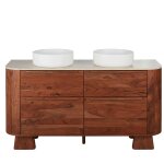 Meuble double vasque de salle de bains 4 tiroirs bicolore