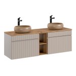 Meuble double vasque stratifis beige