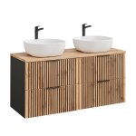 Meuble double vasque stratifiés beige noir Meuble double vasque stratifiés beige noir