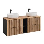 Meuble double vasque stratifis beige noir