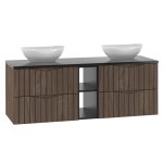Meuble double vasque stratifis marron et noir