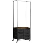 Meuble dressing penderie industriel 6 tiroirs tissu noir marron