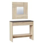 Meuble d'entre 1 tiroir et miroir, chne et rouille, 92 cm largeur