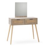Meuble d'entre 2 tiroir et miroir, couleur chne, 90 cm largeur