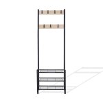 Meuble d'entrée avec 3 étagères en aggloméré et métal noir et beige Meuble d'entrée avec 3 étagères en aggloméré et métal noir et beige