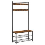 Meuble d'entr�e 32 x 85 x 175 cm effet bois marron rustique