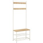 Meuble d entr�e avec banc 32 x 70 x 177 cadre en acier ch�ne et cr�me