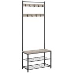 Meuble d'entre avec banc effet bois grge