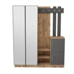 Meuble d'entre design bois et gris avec miroir
