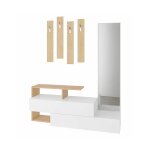 Meuble d'entre effet bois beige blanc 137x35 h55 cm