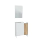 Meuble d'entrée effet bois beige, blanc 88x24 cm Meuble d'entrée effet bois beige, blanc 88x24 cm