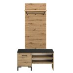 Meuble entr�e porte - manteau banc � chaussures 1 porte stratifi�s beige