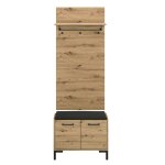 Meuble entr�e porte - manteau banc � chaussures 2 portes m�lamin� beige