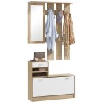 Meuble d'entre vestiaire panneau porte - manteau bois naturel blanc