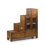 Meuble escalier 2 portes 4 tiroirs en bois marron l 100 cm