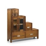 Meuble escalier 2 portes et 7 tiroirs en bois marron l 98 cm