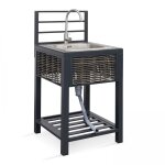 Meuble vier cuisine extrieure aluminium et rsine tresse