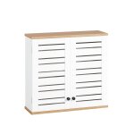 Meuble haut de salle de bain avec 2 portes effet bois blanc Meuble haut de salle de bain avec 2 portes effet bois blanc