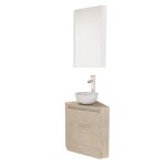 Meuble lave - mains d'angle + vasque + miroir armoire de toilette