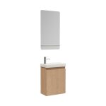 Meuble lave - mains + robinet chrom + miroir rectangulaire