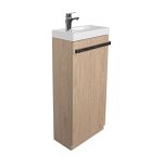 Meuble lave - mains sur pieds dcor chne + vasque + robinet