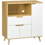 Meuble micro onde buffet cuisine placard et tiroir blanc naturel