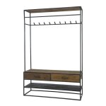 Meuble portemanteau industriel en bois recycl et mtal vieilli