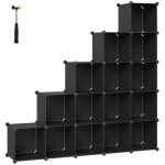 Meuble rangement 16 cubes tagre en plastique 31 x 153 x 153 cm noir