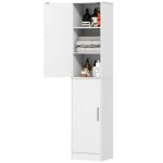 Meuble de rangement colonne 2 portes et 4 tagres rglables blanc