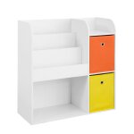 Meuble de rangement pour enfants avec 2 paniers effet bois blanc Meuble de rangement pour enfants avec 2 paniers effet bois blanc