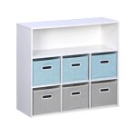 Meuble rangement enfant 3 paniers bleus velours