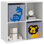 Meuble de rangement pour enfant 4 cubes tissu blanc