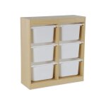 Meuble de rangement enfant 6 bacs de rangement naturel