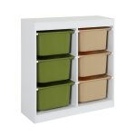 Meuble de rangement enfant 6 bacs de rangement en plastique vert olive