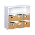 Meuble de rangement enfant 6 paniers paille tresse