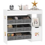 Meuble rangement enfant 9 tiroirs tissu blanc