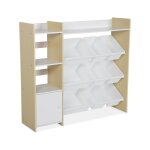 Meuble de rangement enfant, naturel, 9 bacs