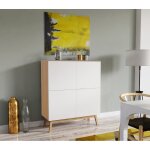 Meuble de rangement home 4 portes / d�cor blanc et ch�ne blanchi