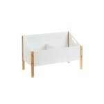 Meuble rangement jouets blanc et bois 63x33x42cm